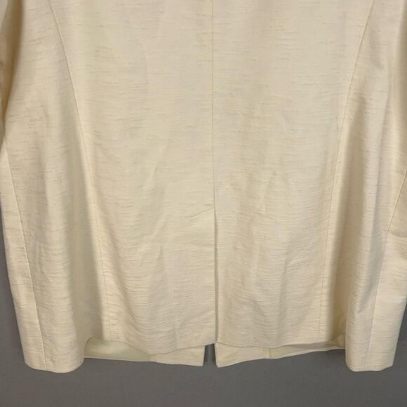 Talbots Coat Women 22W Ivory Textured Black Trim Collarless Capsule Quiet Luxury - Picture 9 of 13